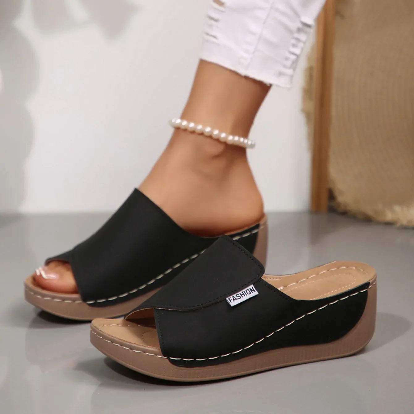 Chaussons Femme Élégance | Compensés en Cuir PU