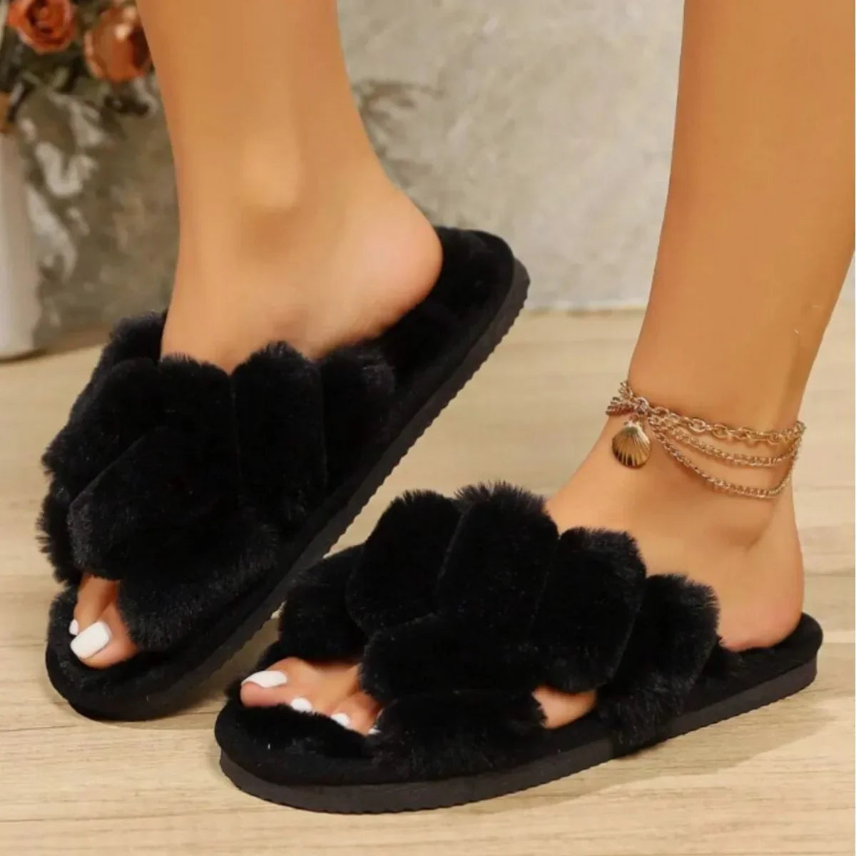 Chaussons en Fourrure Luxe