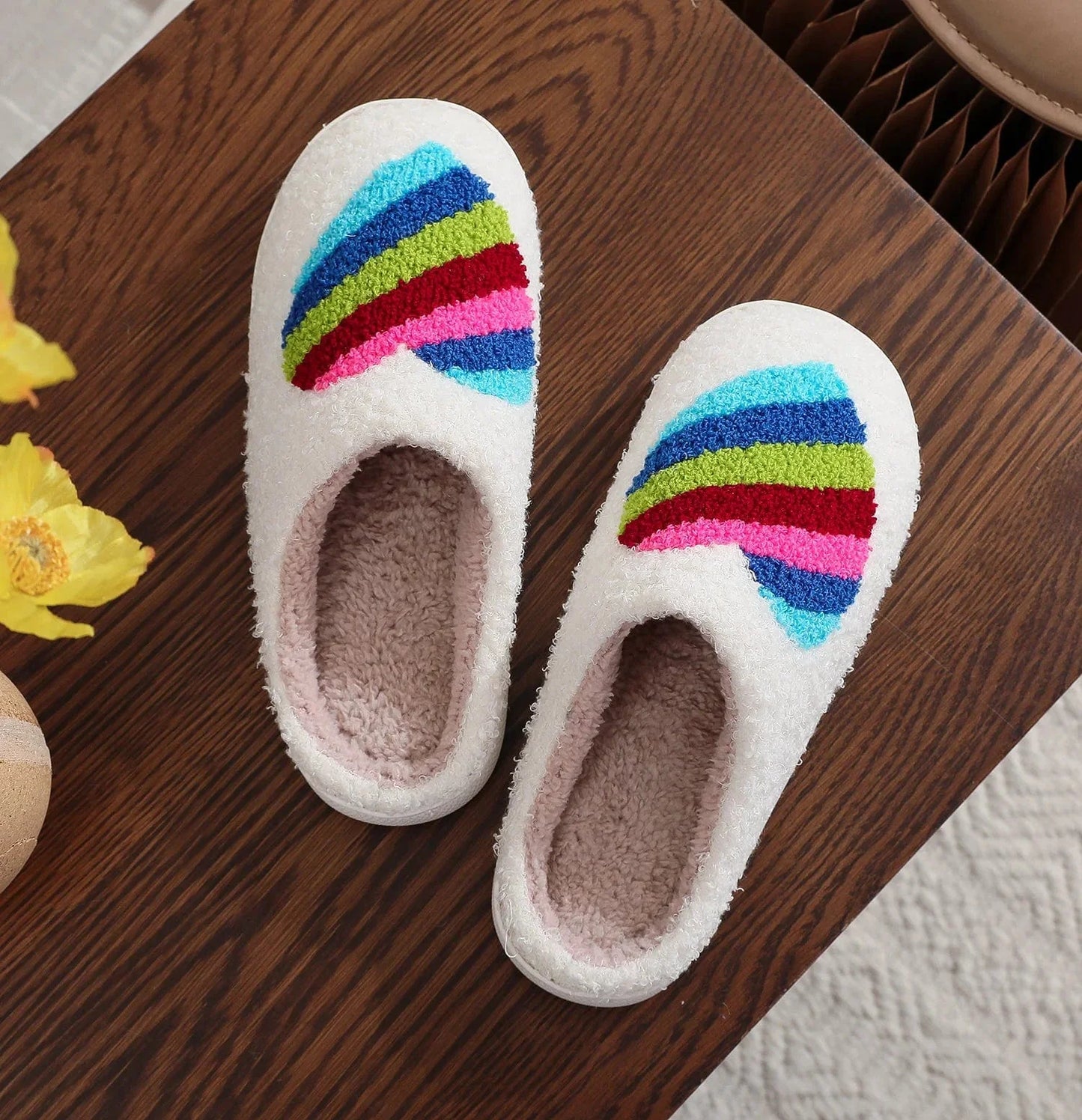 Chaussons Cœur Arc-en-Ciel Éclatant