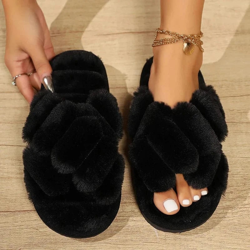 Chaussons Femme Élégance en Fourrure