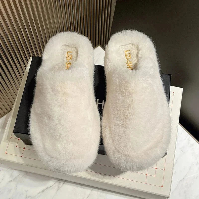 Chaussons Femme Luxe en Fourrure