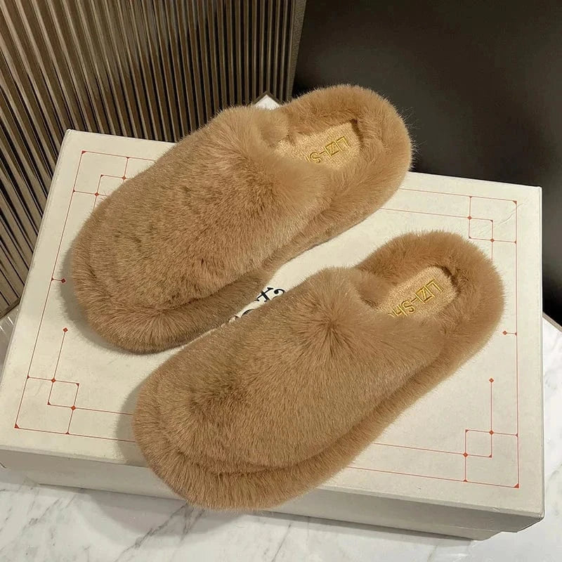Chaussons Femme Luxe en Fourrure