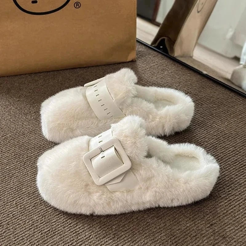 Chaussons Femme Luxe en Fourrure