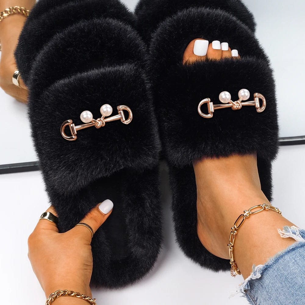 Chaussons Fourrure Ouverte Luxe