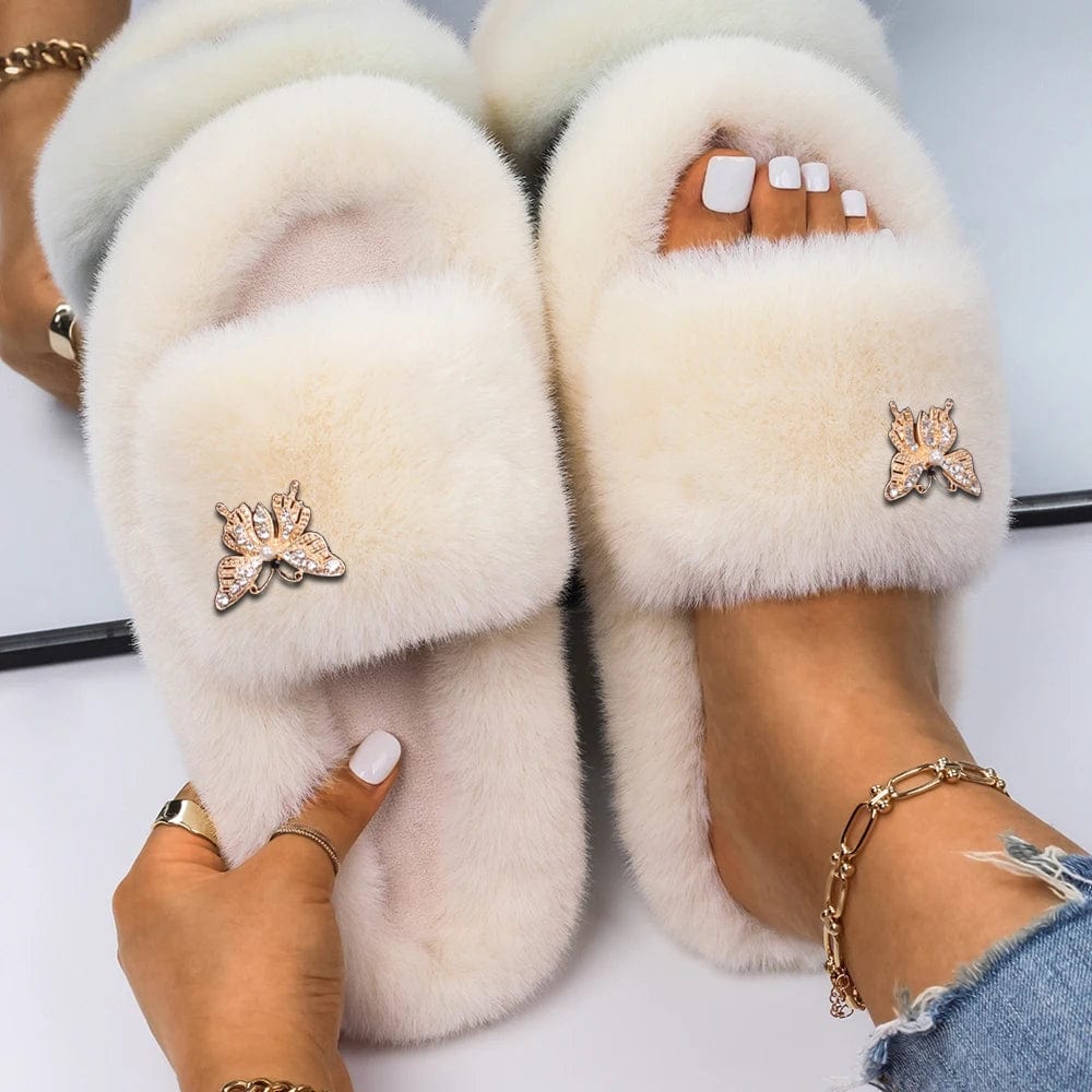 Chaussons Fourrure Ouverte Luxe