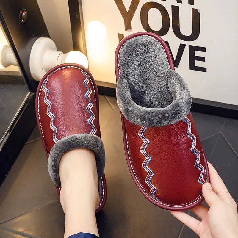 Chaussons Polaires Luxe en Cuir
