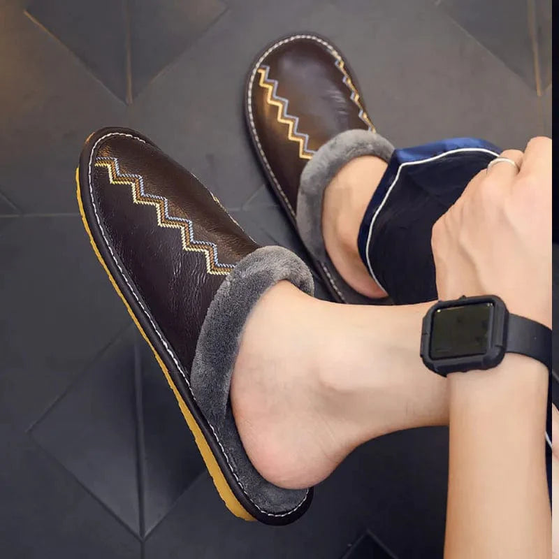 Chaussons Polaires Luxe en Cuir
