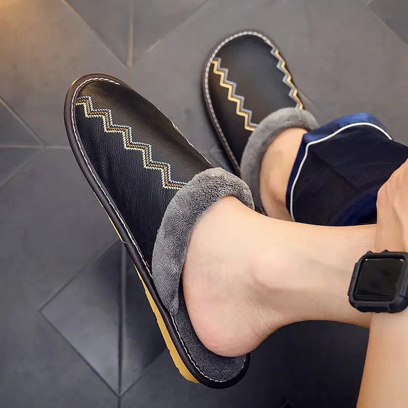 Chaussons Polaires Luxe en Cuir