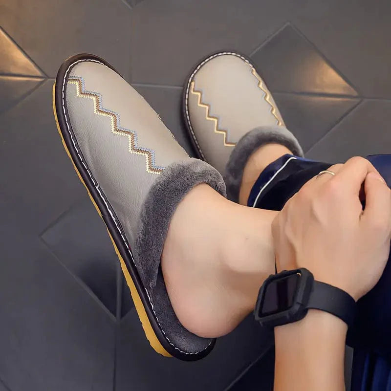 Chaussons Polaires Luxe en Cuir