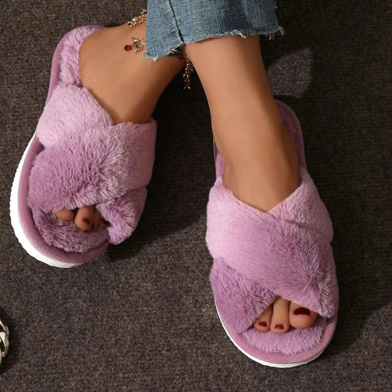 Chaussons d'hiver femme | Douceur croisée en peluche