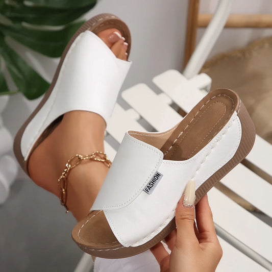 Chaussons Femme Élégance | Compensés en Cuir PU