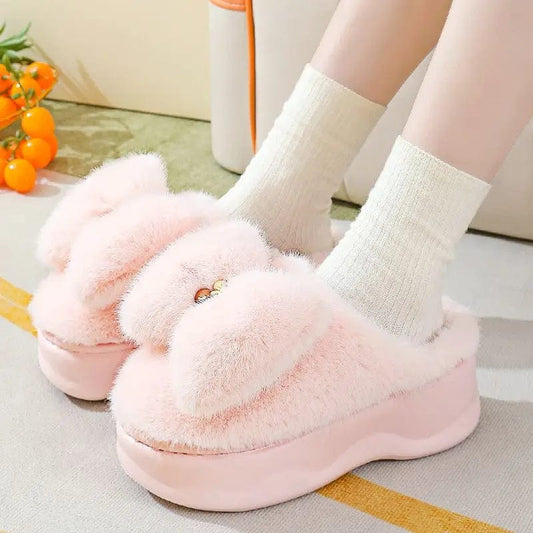 Chaussons Compensés en Fourrure Élégance