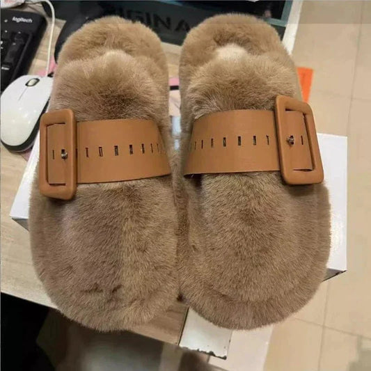 Chaussons Femme Luxe en Fourrure