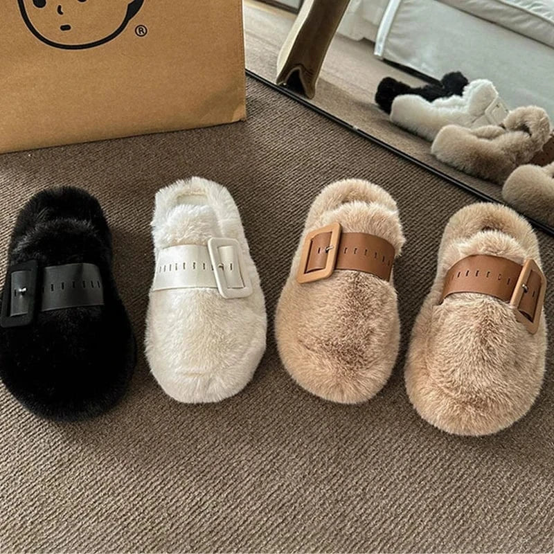 Chaussons Femme Luxe en Fourrure