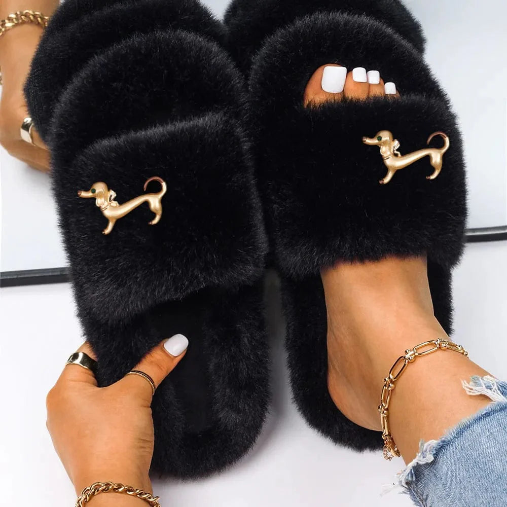 Chaussons Fourrure Ouverte Luxe