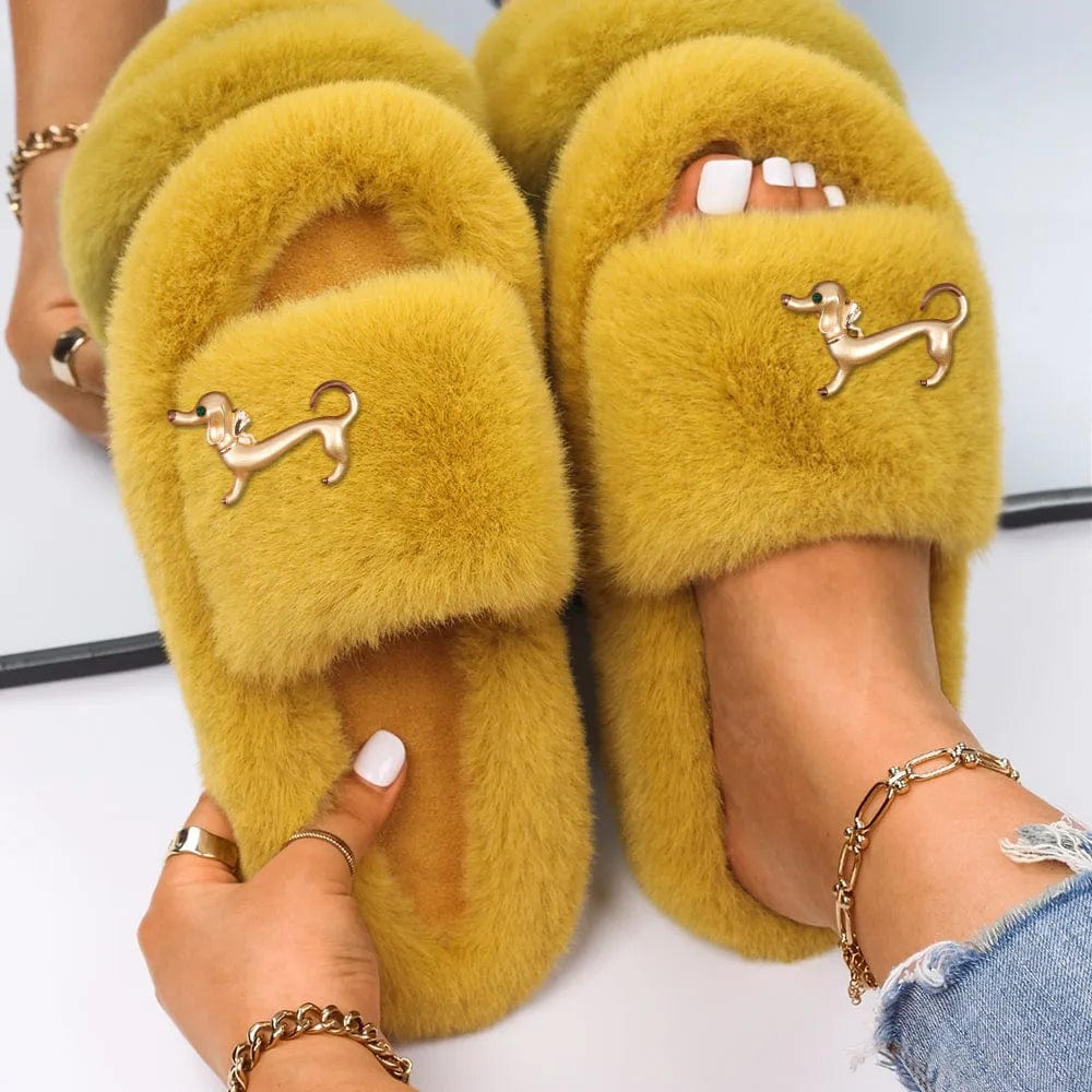 Chaussons Fourrure Ouverte Luxe