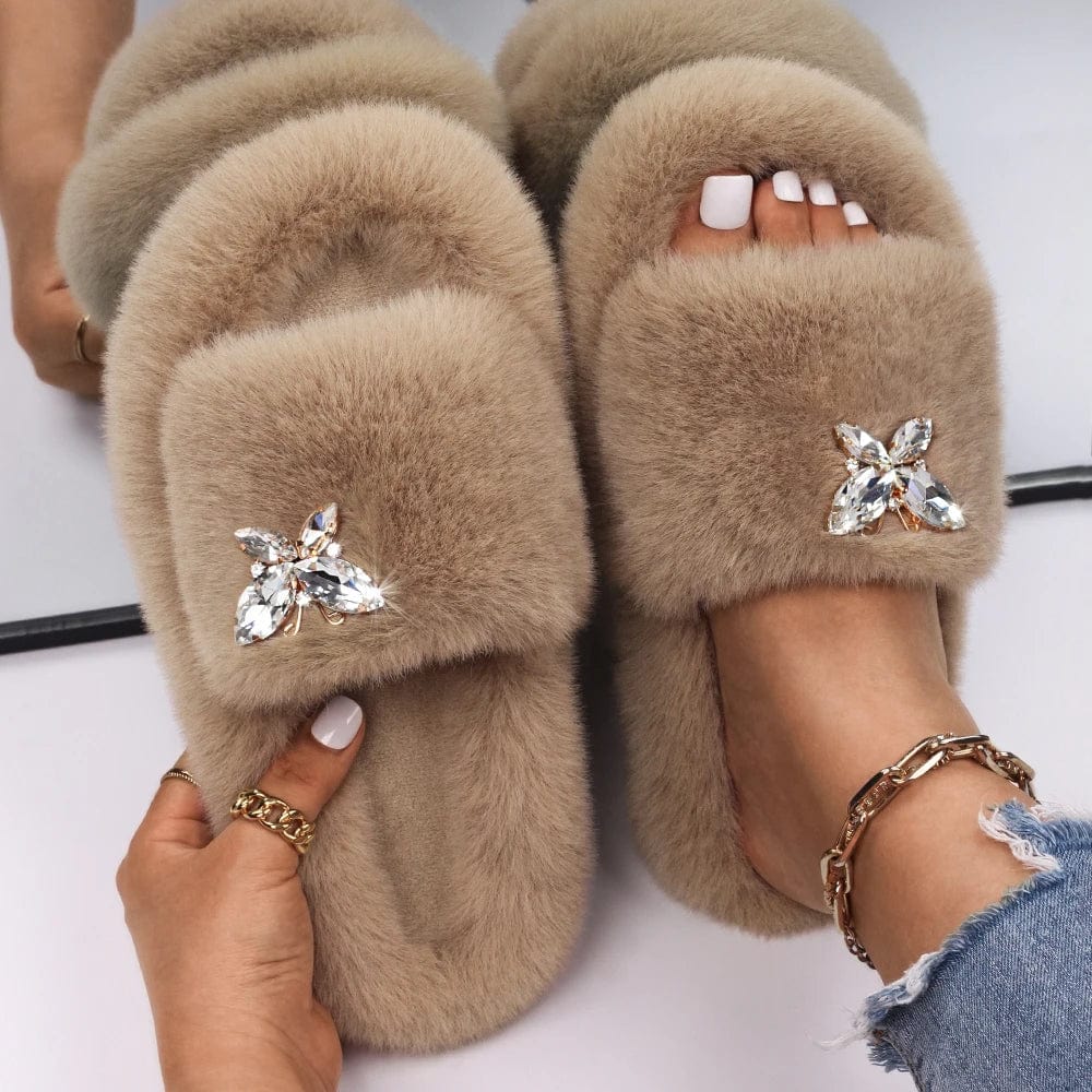 Chaussons Fourrure Ouverte Luxe