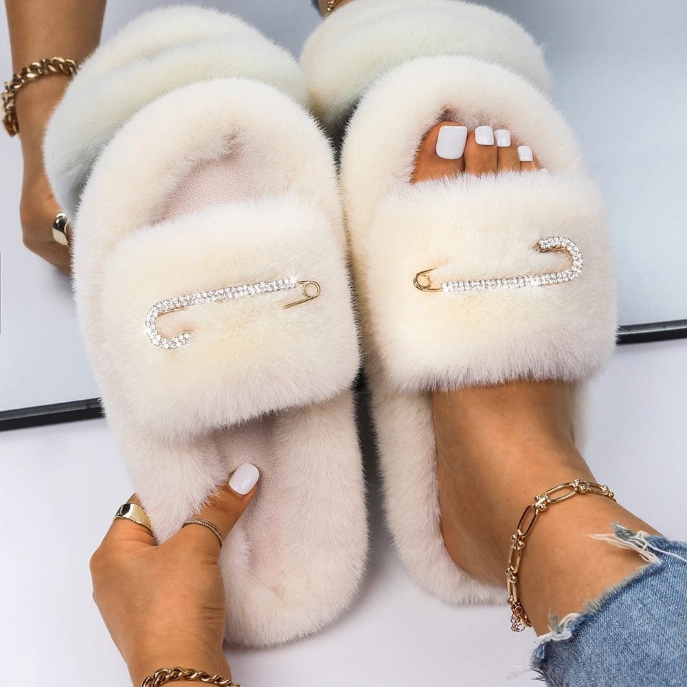 Chaussons Fourrure Ouverte Luxe