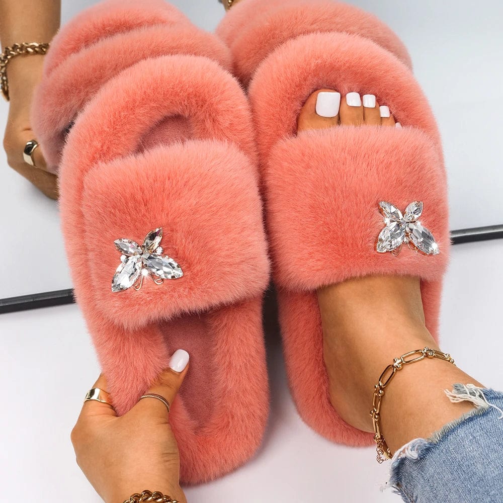 Chaussons Fourrure Ouverte Luxe