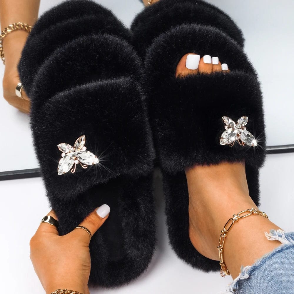 Chaussons Fourrure Ouverte Luxe