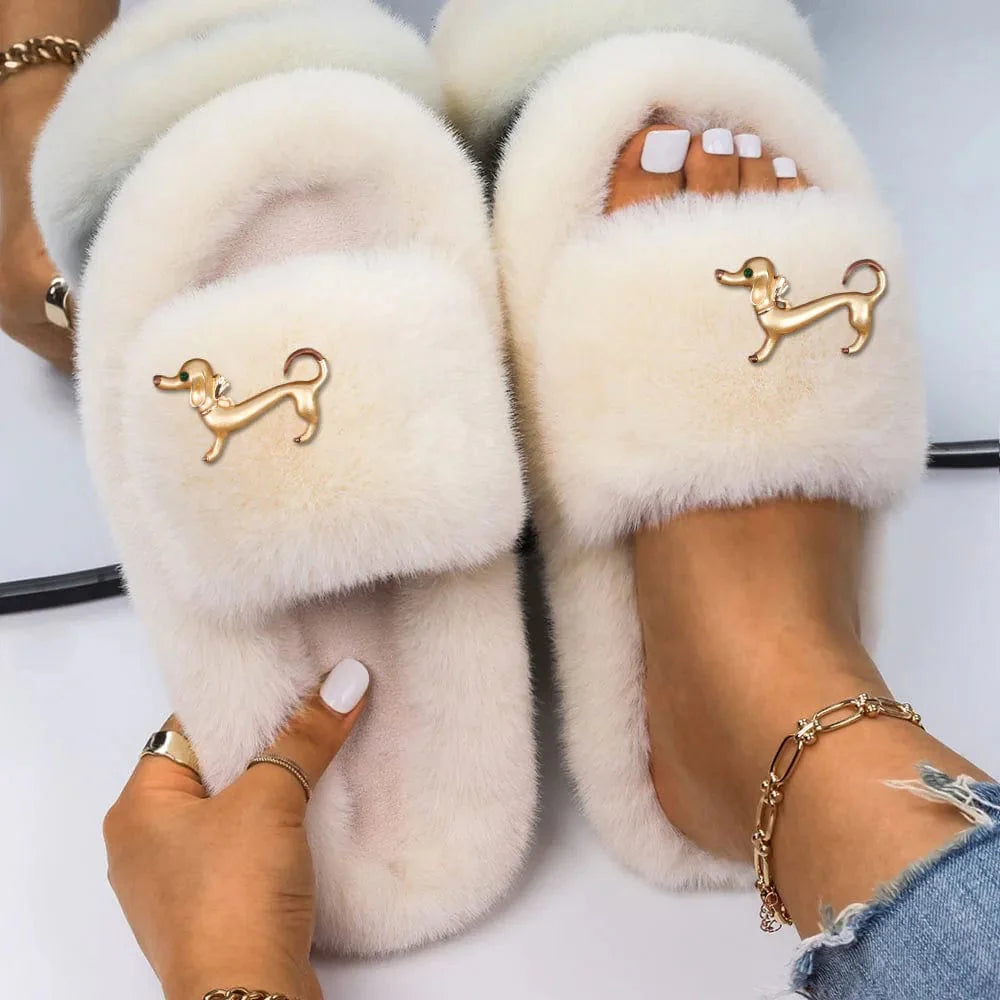Chaussons Fourrure Ouverte Luxe