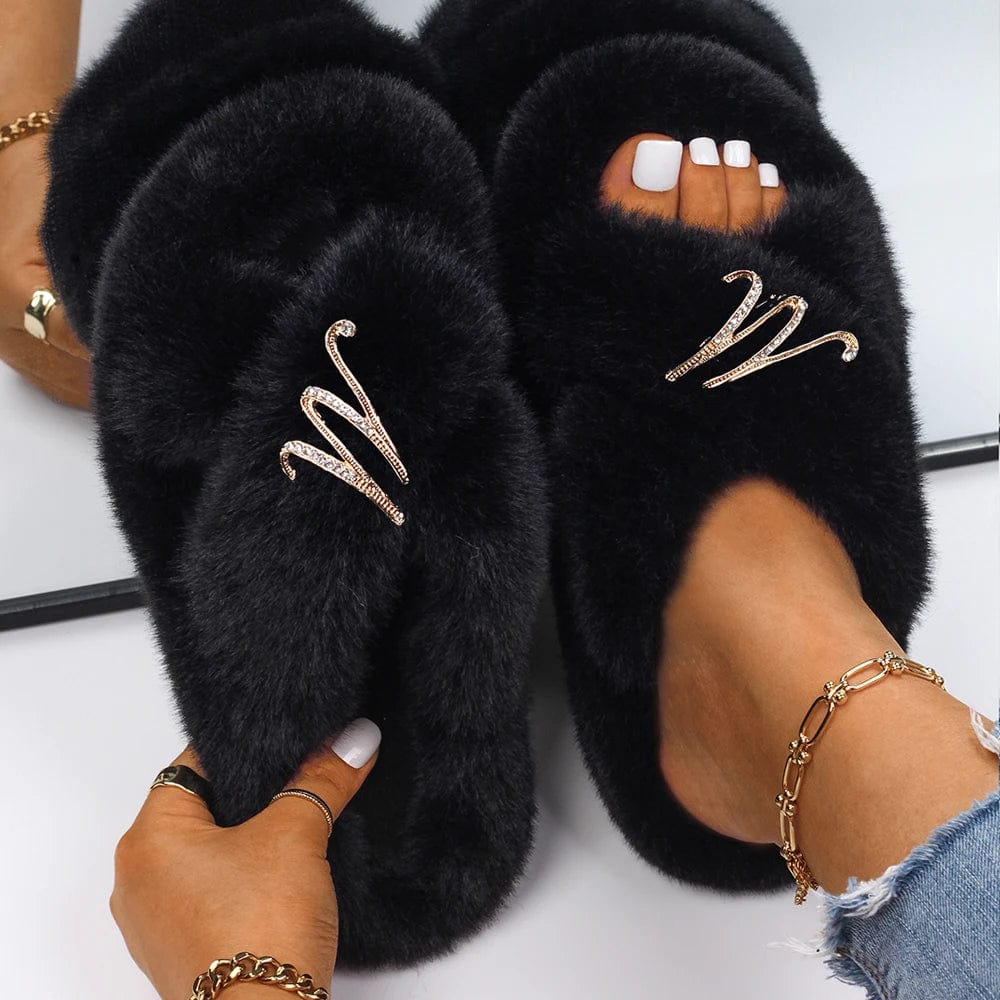 Chaussons Fourrure Ouverte Luxe