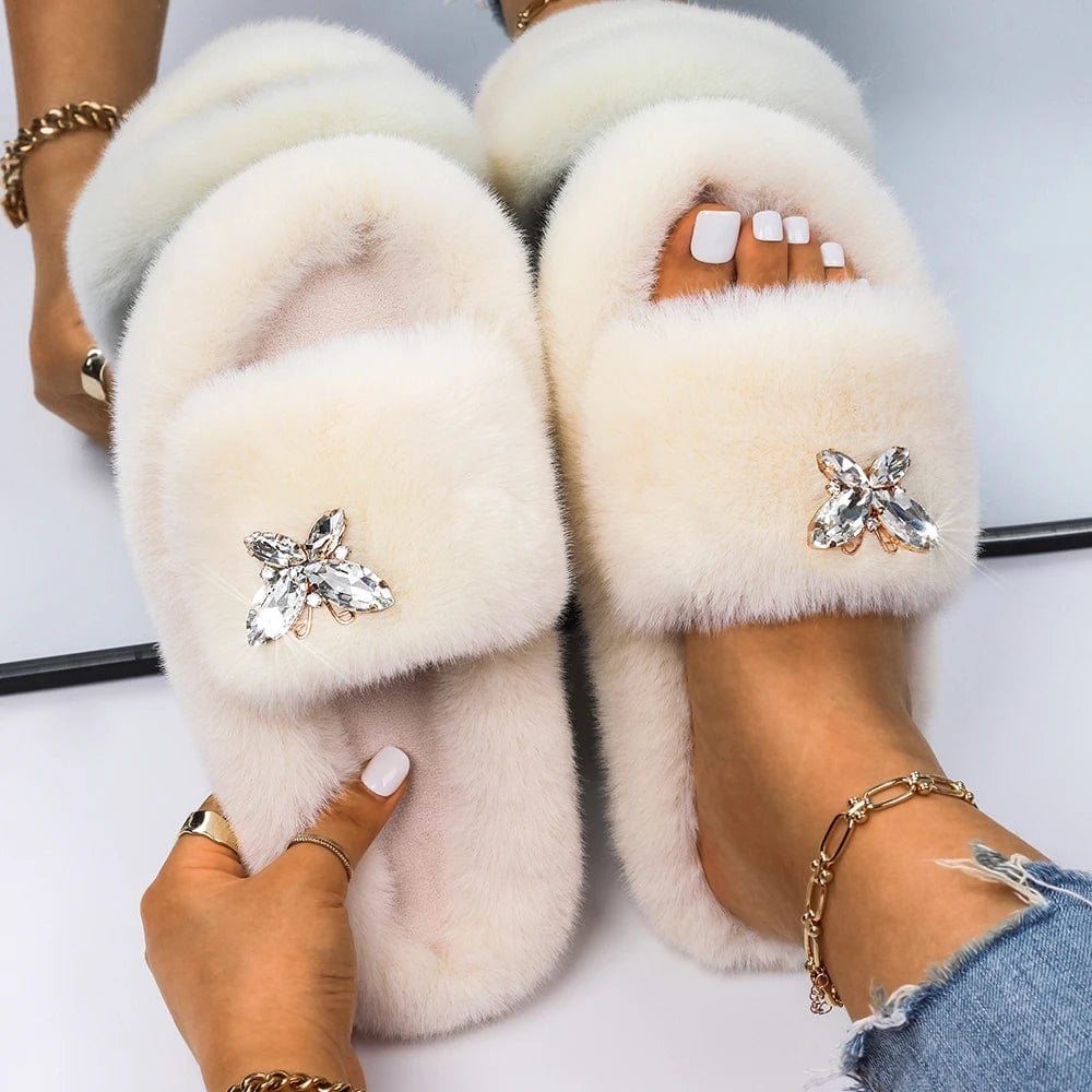 Chaussons Fourrure Ouverte Luxe