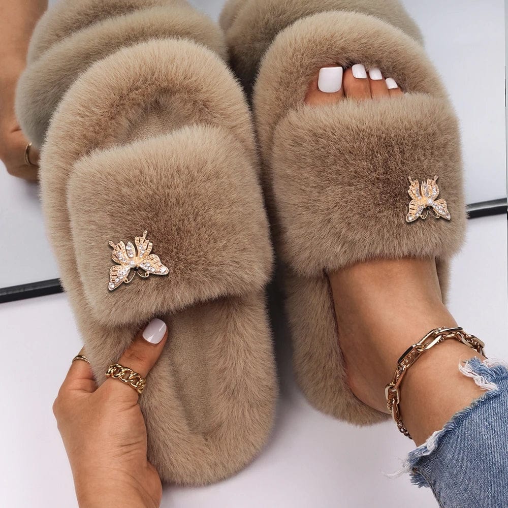 Chaussons Fourrure Ouverte Luxe