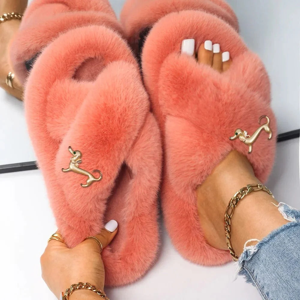 Chaussons Fourrure Ouverte Luxe
