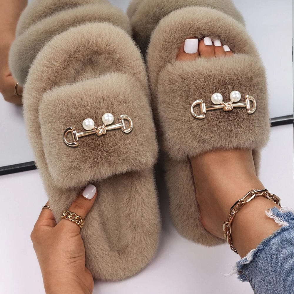 Chaussons Fourrure Ouverte Luxe