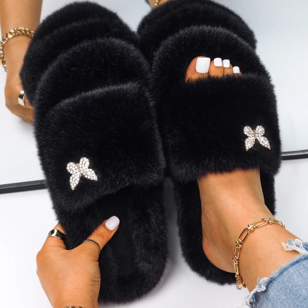 Chaussons Fourrure Ouverte Luxe