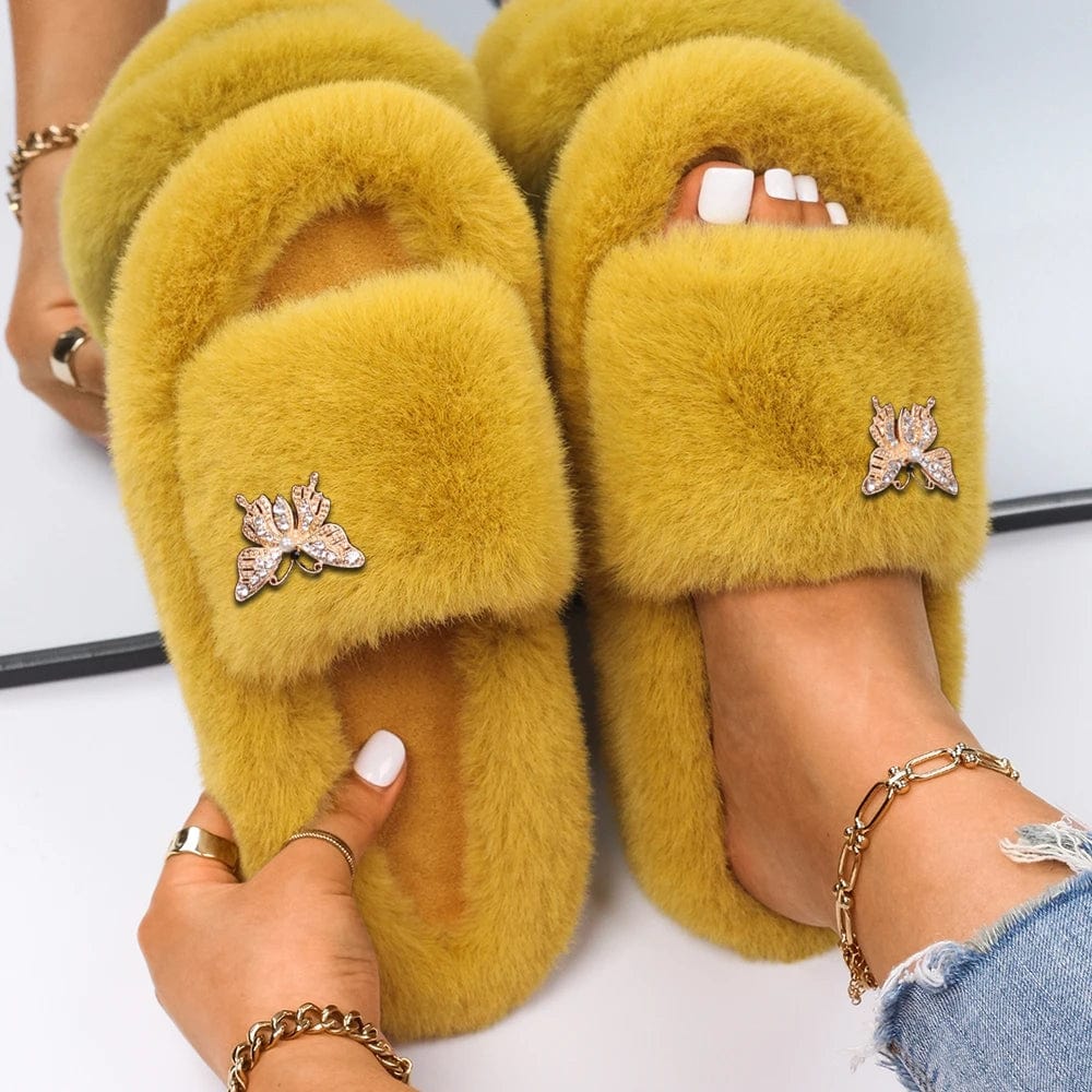 Chaussons Fourrure Ouverte Luxe