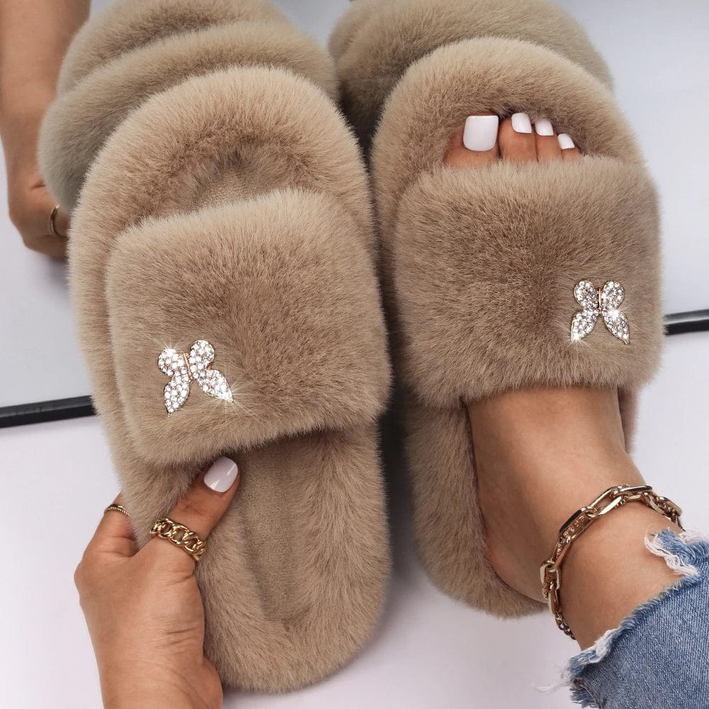 Chaussons Fourrure Ouverte Luxe