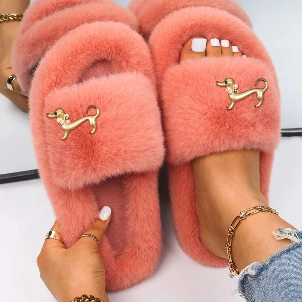 Chaussons Fourrure Ouverte Luxe