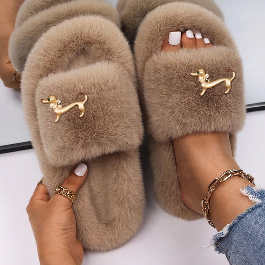 Chaussons Fourrure Ouverte Luxe