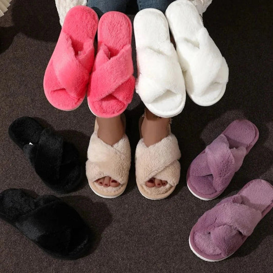Chaussons d'hiver femme | Douceur croisée en peluche